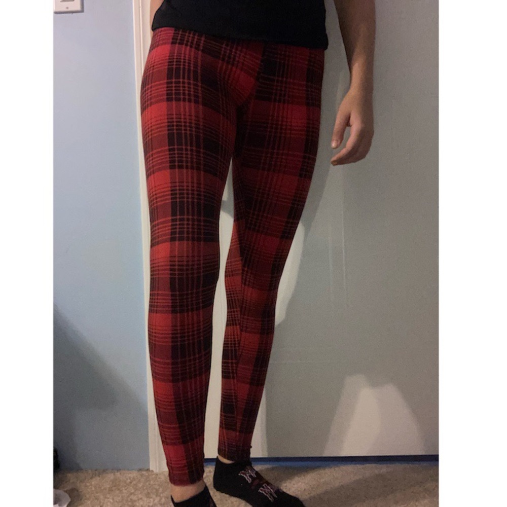 No Boundaries Red Plaid Leggings